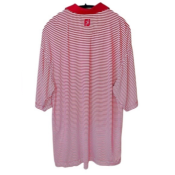 FootJoy‎ FJ Pro-dry Lisle Short Sleeve Red and White Striped Golf Polo Large - Picture 2 of 8